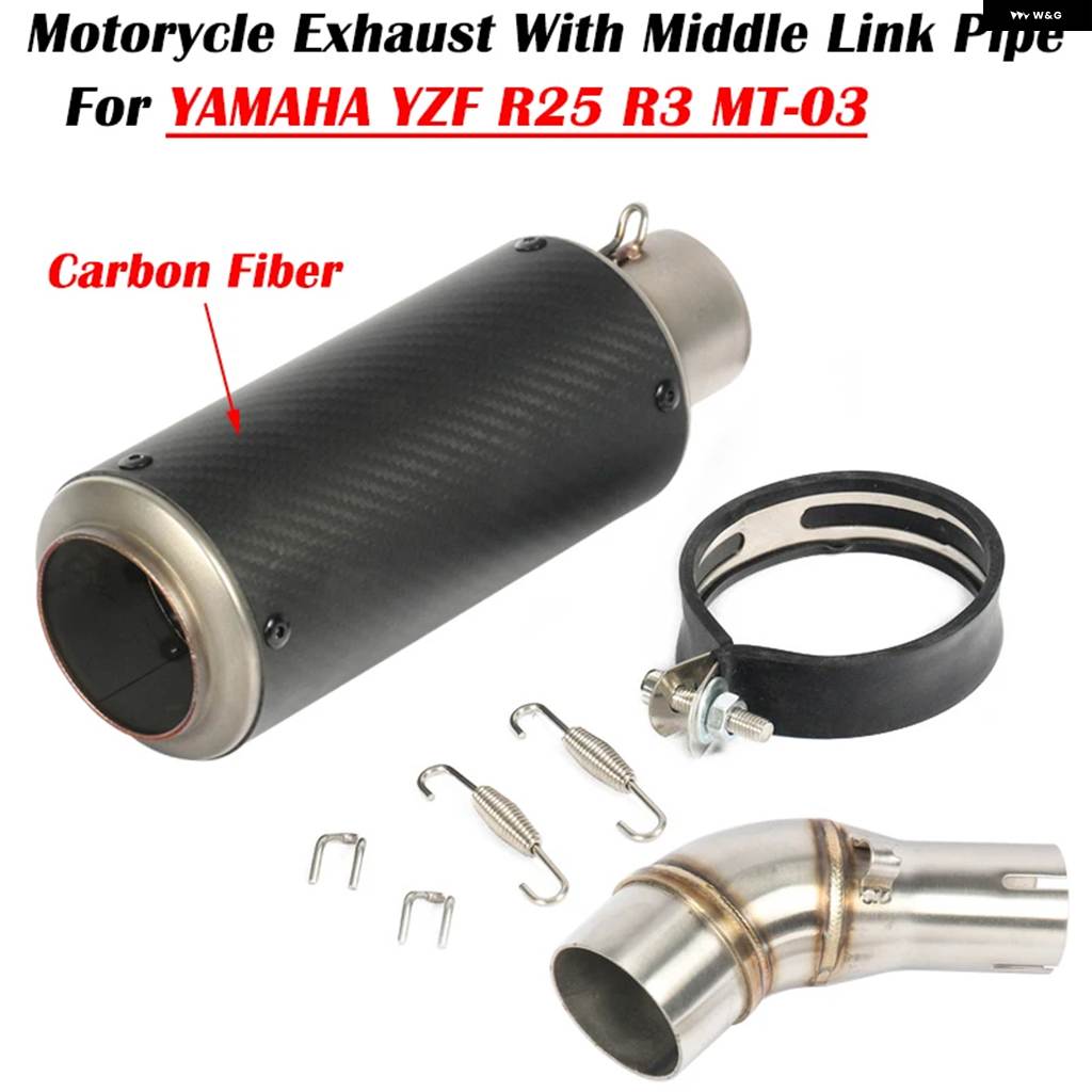 並行輸入品 スリップオン ヤマハ YZF-R3 R25 R3 MT-03 MT-25 MT03 MT25 オートバイ 排気 システム カスタムマフラーミドルリンク_9