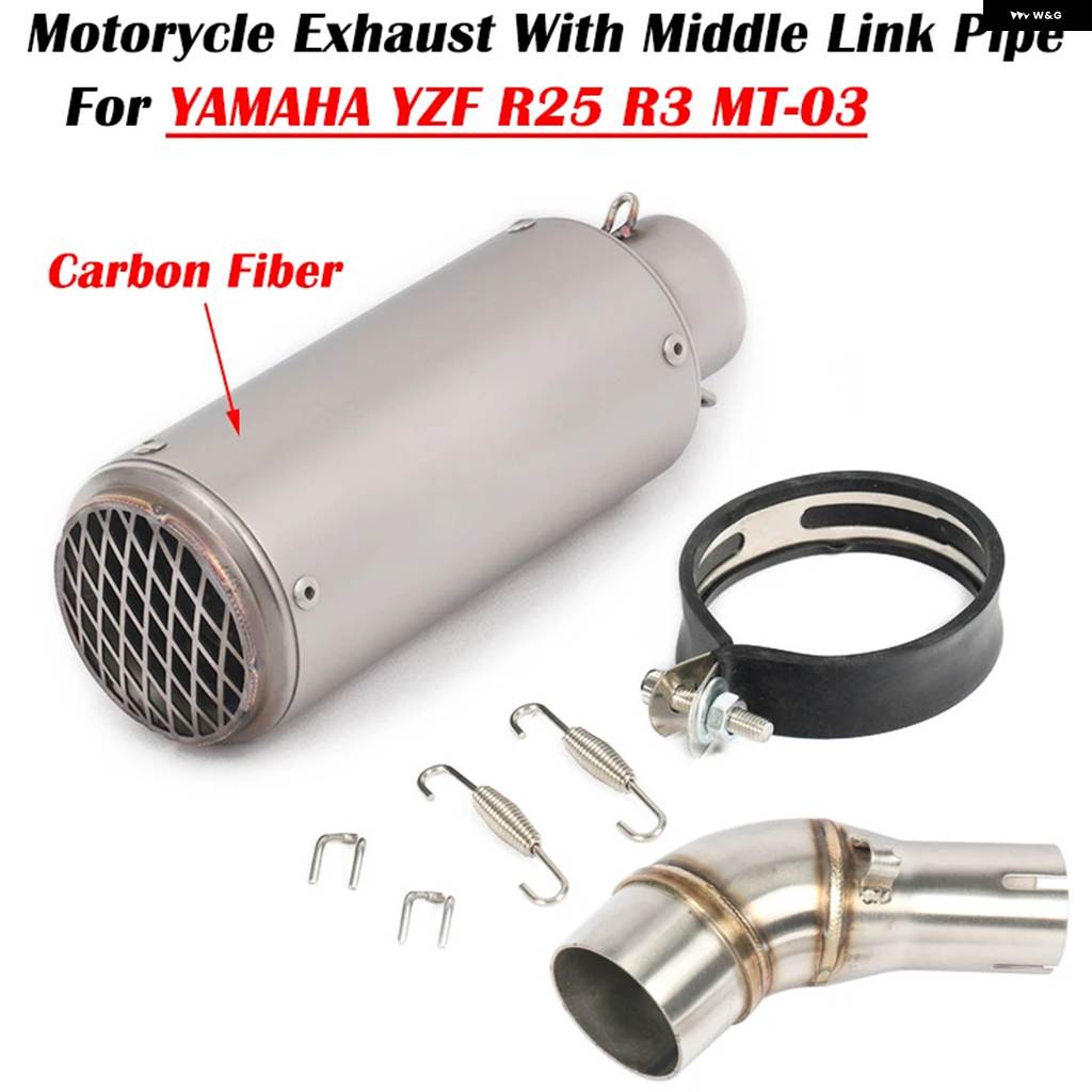 並行輸入品 スリップオン ヤマハ YZF-R3 R25 R3 MT-03 MT-25 MT03 MT25 オートバイ 排気 システム カスタムマフラーミドルリンク_1