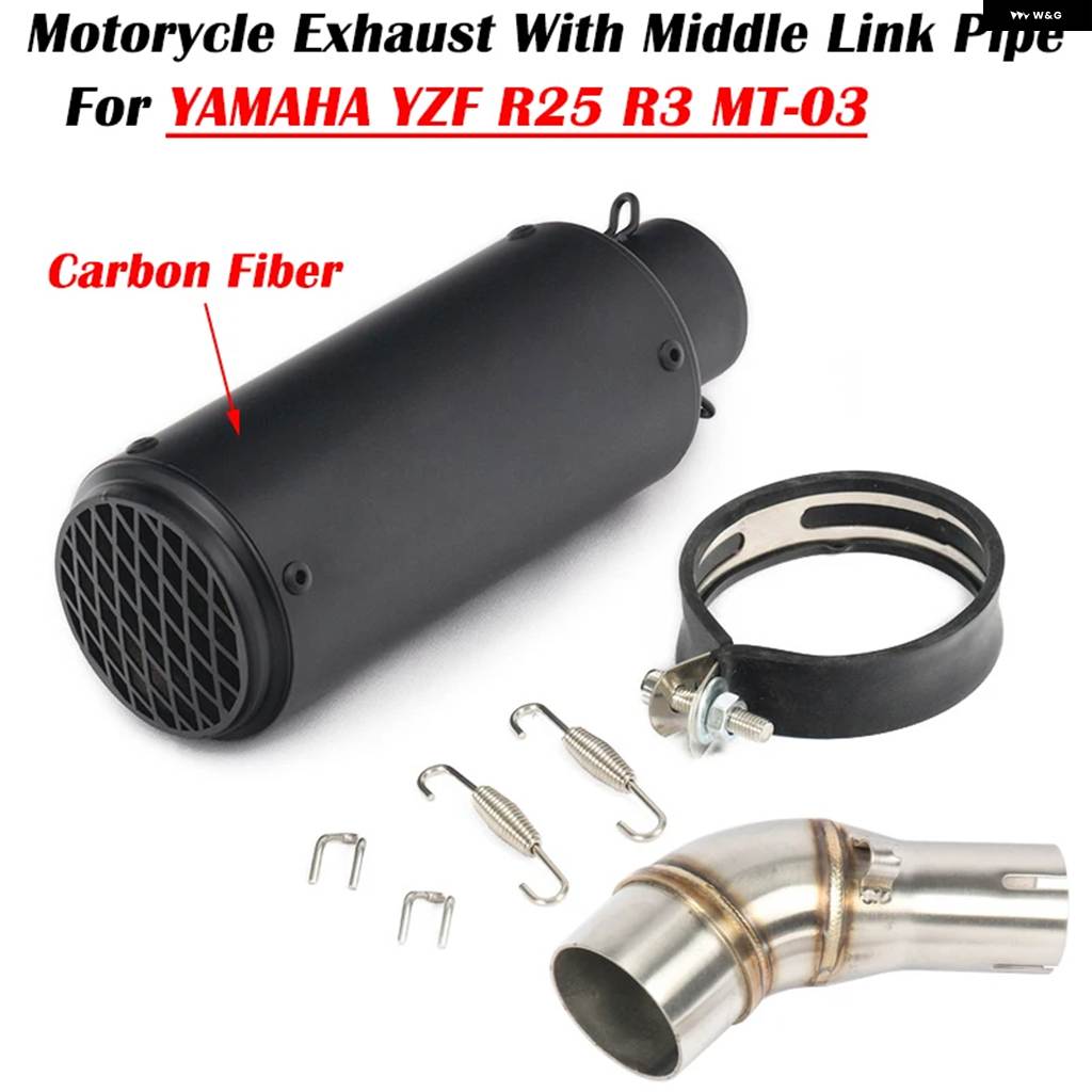 並行輸入品 スリップオン ヤマハ YZF-R3 R25 R3 MT-03 MT-25 MT03 MT25 オートバイ 排気 システム カスタムマフラーミドルリンク_6