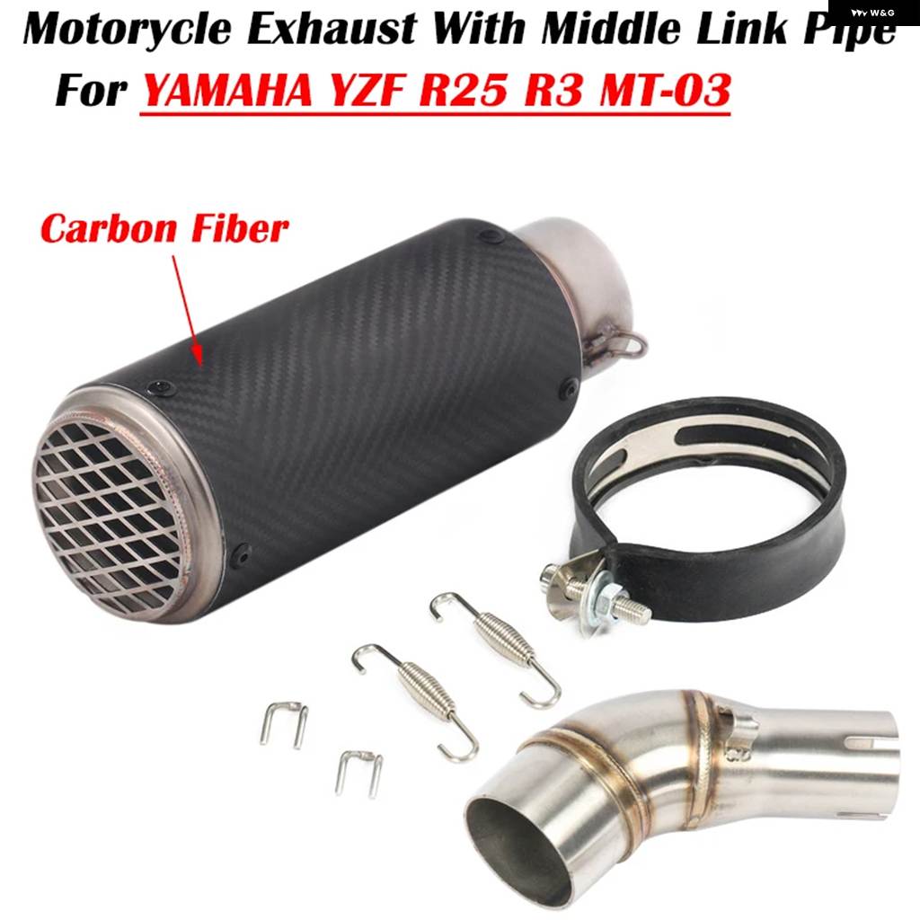 並行輸入品 スリップオン ヤマハ YZF-R3 R25 R3 MT-03 MT-25 MT03 MT25 オートバイ 排気 システム カスタムマフラーミドルリンク_11