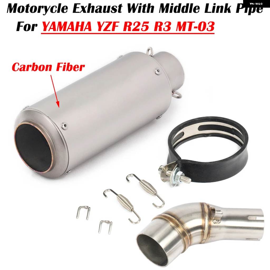 並行輸入品 スリップオン ヤマハ YZF-R3 R25 R3 MT-03 MT-25 MT03 MT25 オートバイ 排気 システム カスタムマフラーミドルリンク_2