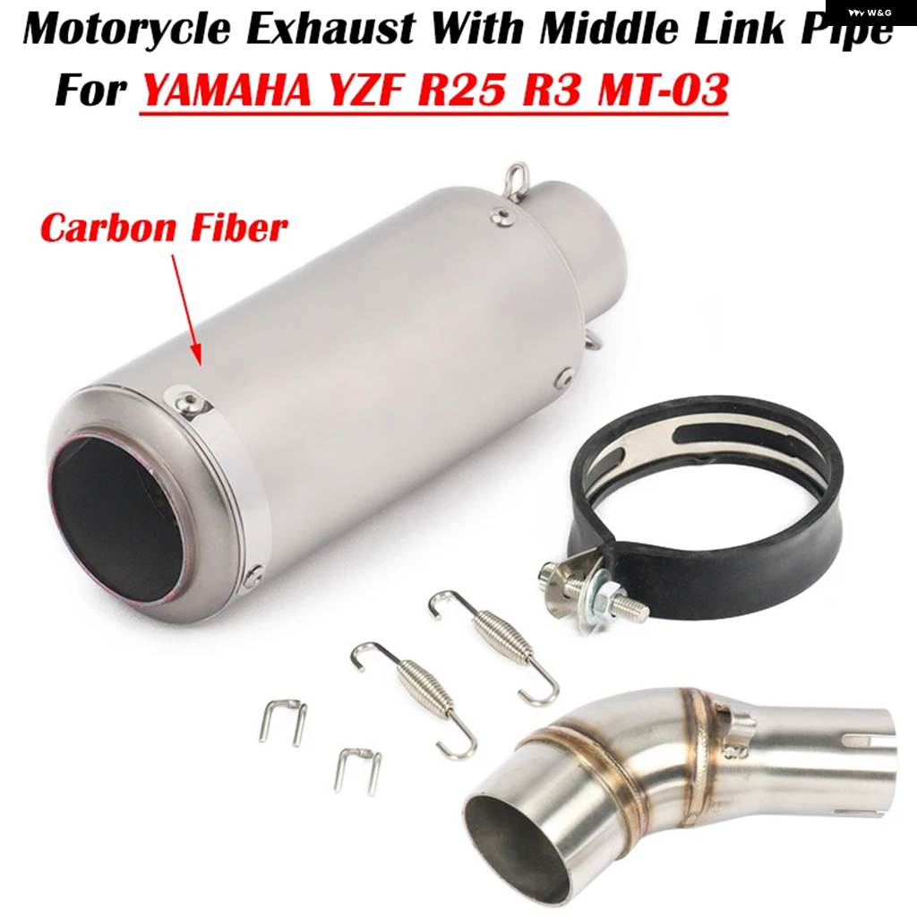 並行輸入品 スリップオン ヤマハ YZF-R3 R25 R3 MT-03 MT-25 MT03 MT25 オートバイ 排気 システム カスタムマフラーミドルリンク_3