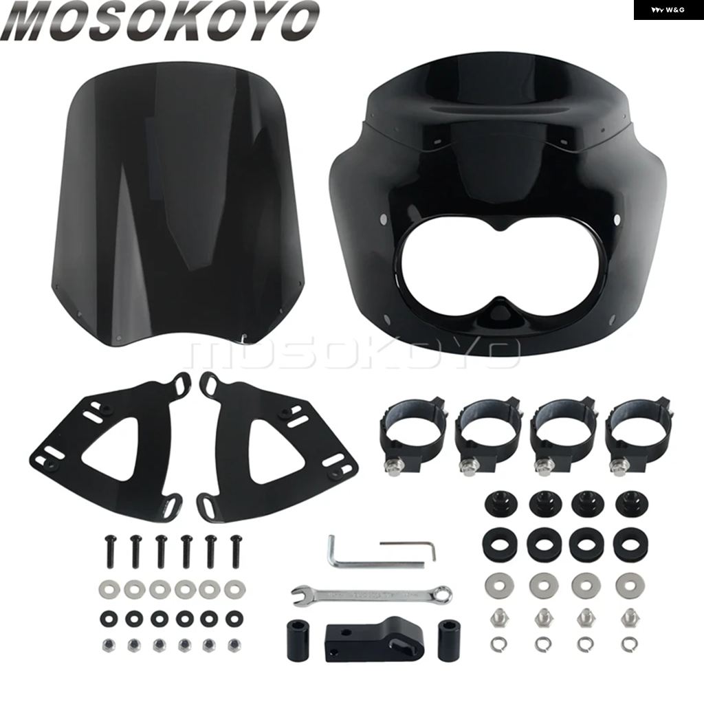 ブランド登録なし - 並行輸入品 15in陳列箱遮蔽物 自動二輪車 ダブル照明ランプ フェアリング カウルカバー ABS フェアリング ハーレー ダビッドソン ダイナ ファットボブ ファ