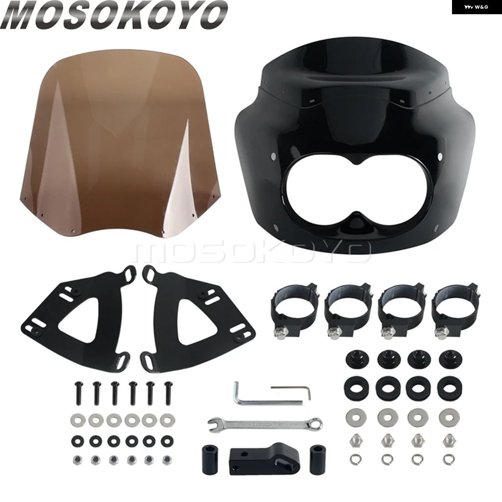 ブランド登録なし - 並行輸入品 15in陳列箱遮蔽物 自動二輪車 ダブル照明ランプ フェアリング カウルカバー ABS フェアリング ハーレー ダビッドソン ダイナ ファットボブ ファ