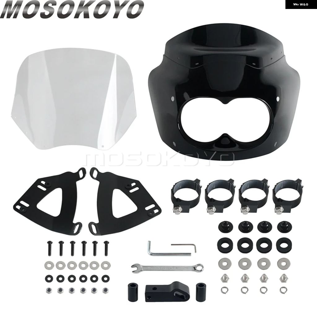 ブランド登録なし - 並行輸入品 15in陳列箱遮蔽物 自動二輪車 ダブル照明ランプ フェアリング カウルカバー ABS フェアリング ハーレー ダビッドソン ダイナ ファットボブ ファ