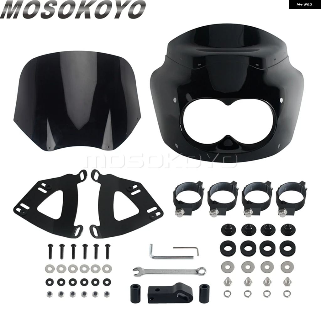 ブランド登録なし - 並行輸入品 15in陳列箱遮蔽物 自動二輪車 ダブル照明ランプ フェアリング カウルカバー ABS フェアリング ハーレー ダビッドソン ダイナ ファットボブ ファ
