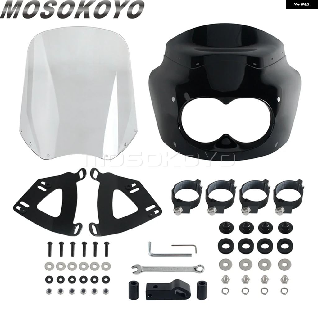 ブランド登録なし - 並行輸入品 15in陳列箱遮蔽物 自動二輪車 ダブル照明ランプ フェアリング カウルカバー ABS フェアリング ハーレー ダビッドソン ダイナ ファットボブ ファ