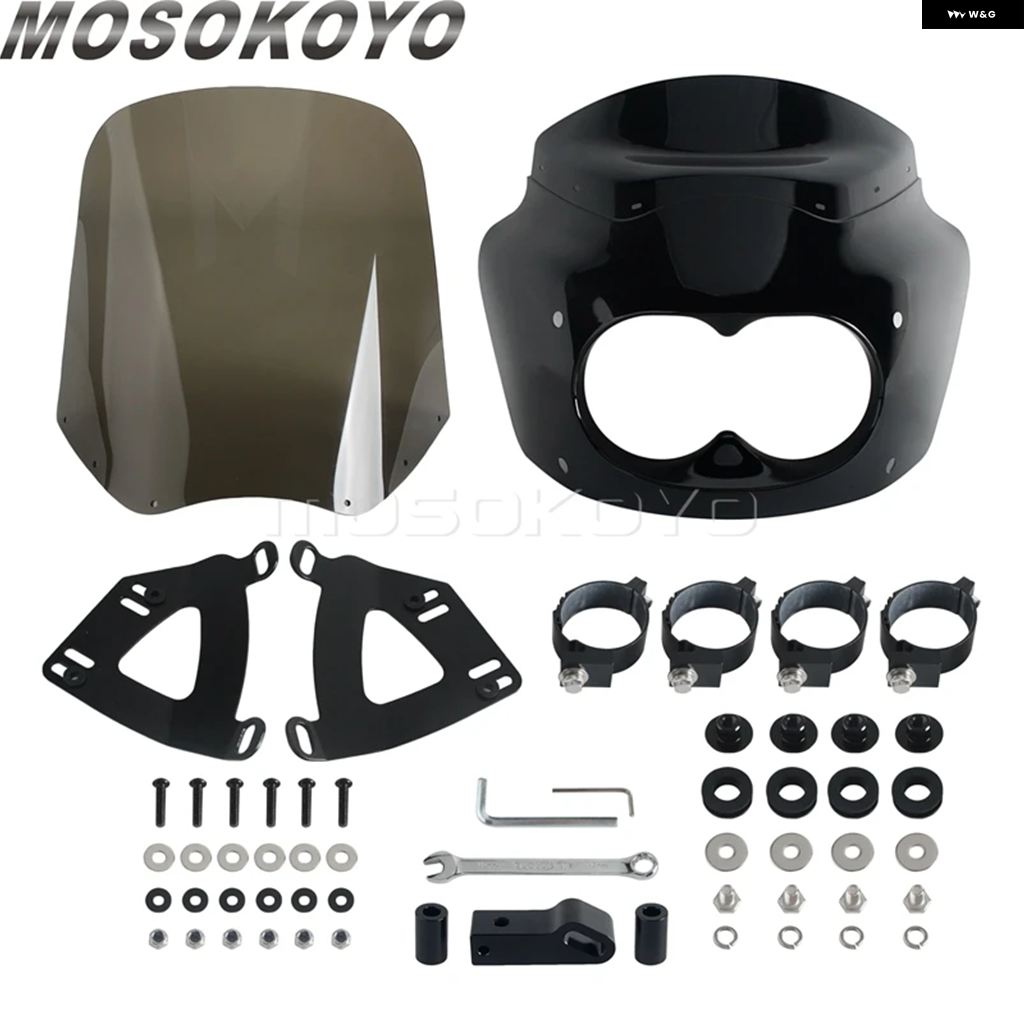 ブランド登録なし - 並行輸入品 15in陳列箱遮蔽物 自動二輪車 ダブル照明ランプ フェアリング カウルカバー ABS フェアリング ハーレー ダビッドソン ダイナ ファットボブ ファ
