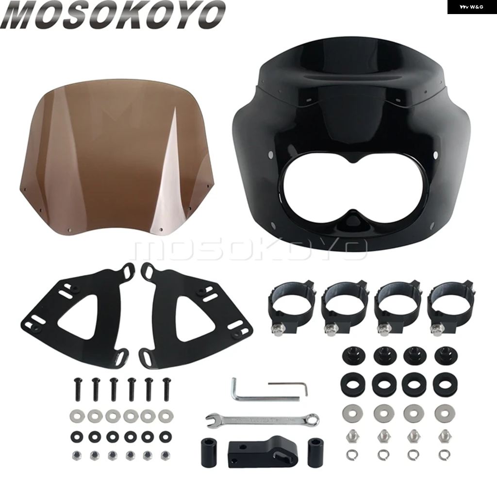 ブランド登録なし - 並行輸入品 15in陳列箱遮蔽物 自動二輪車 ダブル照明ランプ フェアリング カウルカバー ABS フェアリング ハーレー ダビッドソン ダイナ ファットボブ ファ