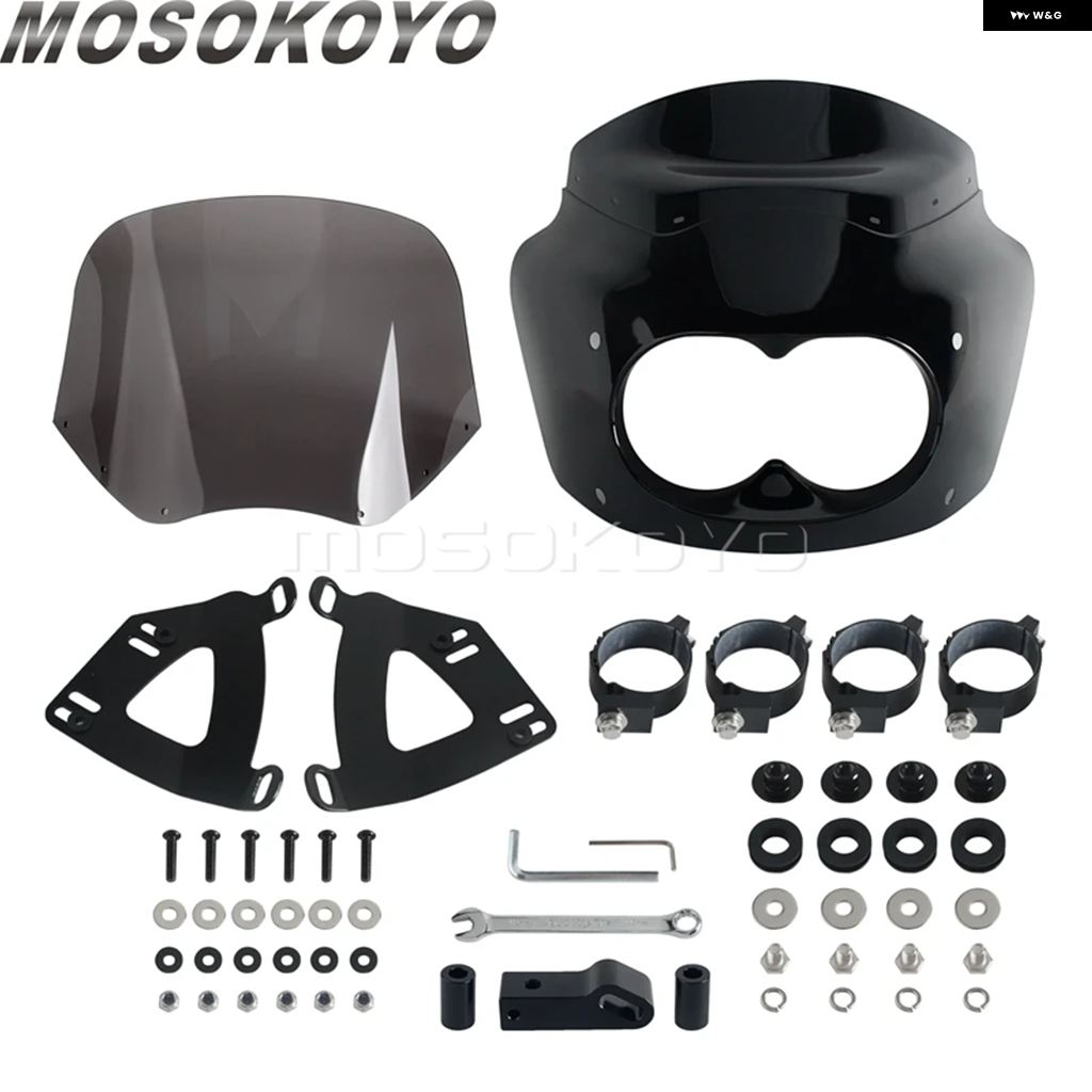 ブランド登録なし - 並行輸入品 15in陳列箱遮蔽物 自動二輪車 ダブル照明ランプ フェアリング カウルカバー ABS フェアリング ハーレー ダビッドソン ダイナ ファットボブ ファ