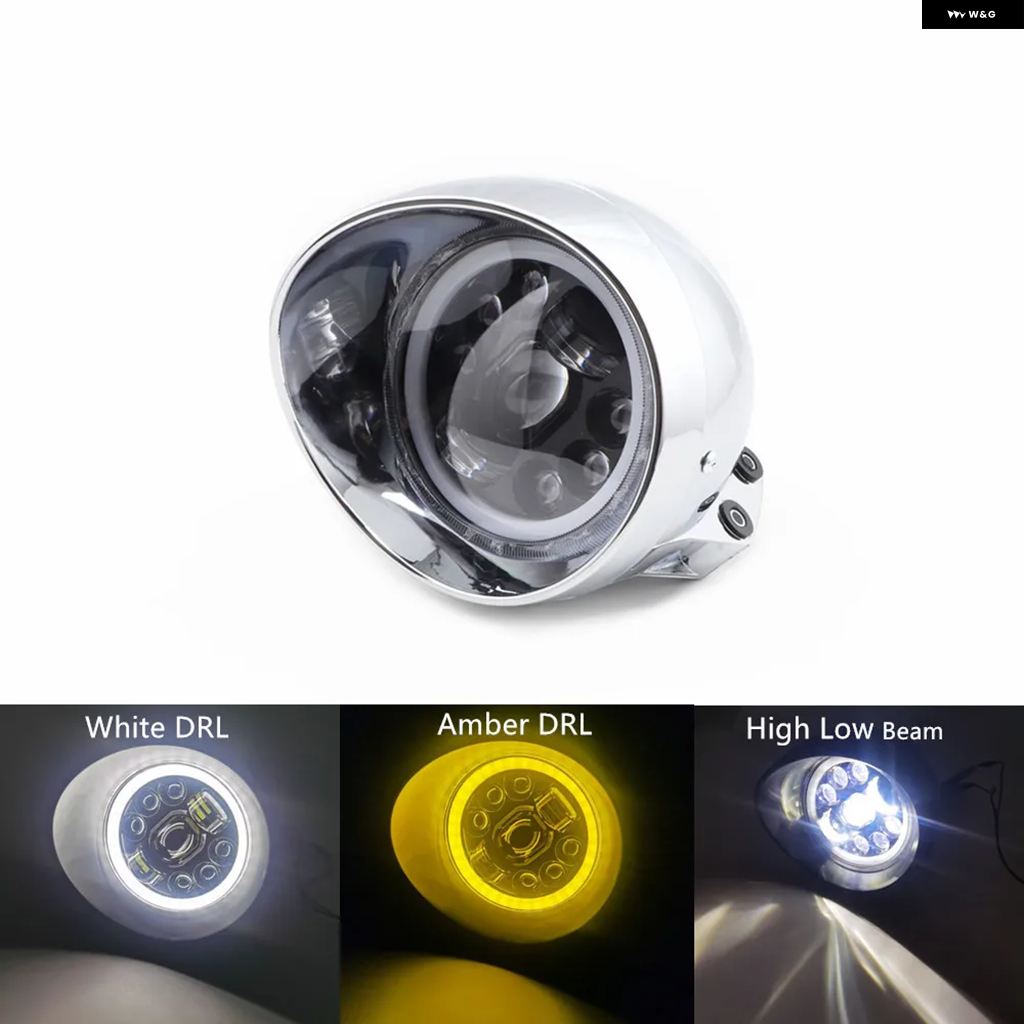 並行輸入品 ホンダ ヤマハ ハーレー オートバイ LED 6.5 インチ バレット ヘッドライト スティード シャドウ クローム | ブランド登録なし | 01