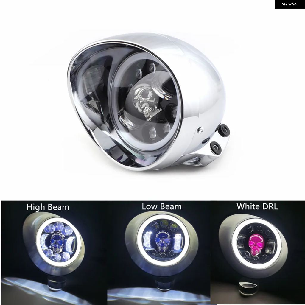 並行輸入品 ホンダ ヤマハ ハーレー オートバイ LED 6.5 インチ バレット ヘッドライト スティード シャドウ クローム | ブランド登録なし | 02