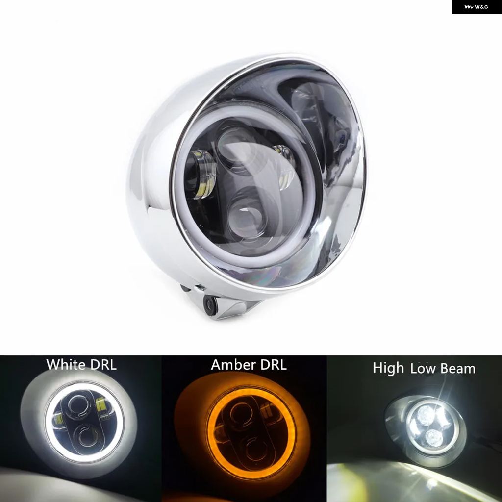 並行輸入品 ホンダ ヤマハ ハーレー オートバイ LED 6.5 インチ バレット ヘッドライト スティード シャドウ クローム | ブランド登録なし | 04