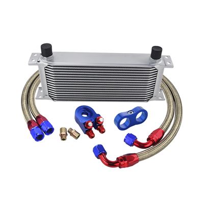 AN10 UNIVERSAL 16 ROWS OIL COOLER KIT + OIL FILTER SANDWICH ADAPTER + STAINGLESS STEEL BRAIDED AN10 HOSE + LINE SEPARATOR｜calore｜06