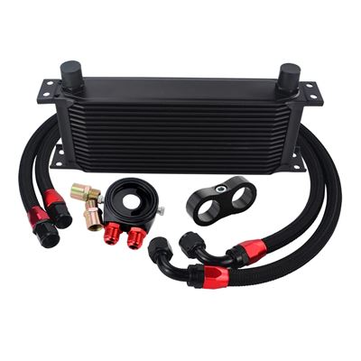 AN10 UNIVERSAL 16 ROWS OIL COOLER KIT + OIL FILTER SANDWICH ADAPTER + STAINGLESS STEEL BRAIDED AN10 HOSE + LINE SEPARATOR｜calore｜02