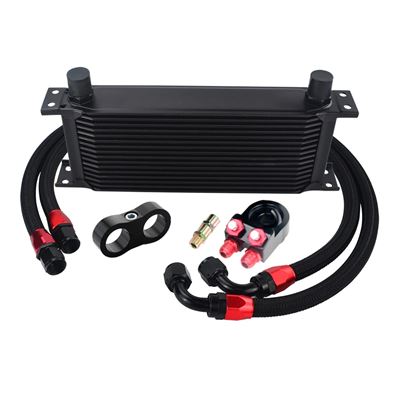 AN10 UNIVERSAL 16 ROWS OIL COOLER KIT + OIL FILTER SANDWICH ADAPTER + STAINGLESS STEEL BRAIDED AN10 HOSE + LINE SEPARATOR｜calore｜03