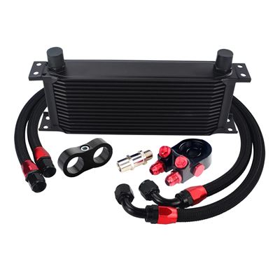 AN10 UNIVERSAL 16 ROWS OIL COOLER KIT + OIL FILTER SANDWICH ADAPTER + STAINGLESS STEEL BRAIDED AN10 HOSE + LINE SEPARATOR｜calore｜04