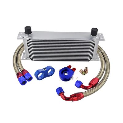 AN10 UNIVERSAL 16 ROWS OIL COOLER KIT + OIL FILTER SANDWICH ADAPTER + STAINGLESS STEEL BRAIDED AN10 HOSE + LINE SEPARATOR｜calore｜05