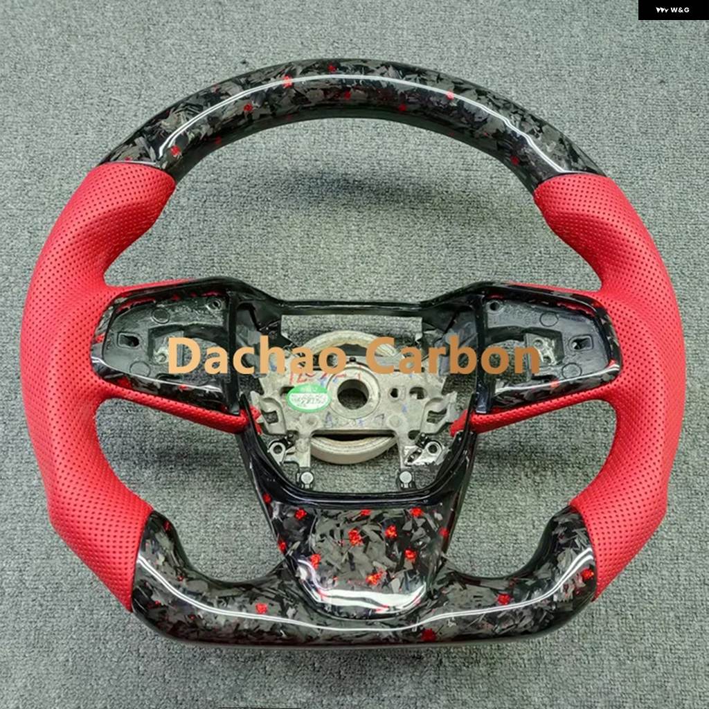 並行輸入品 レッドフレーク カーボン ステアリングホイール ホンダ シビック 10代目 タイプR FK8 2016-2021 レザー スタイルの画像