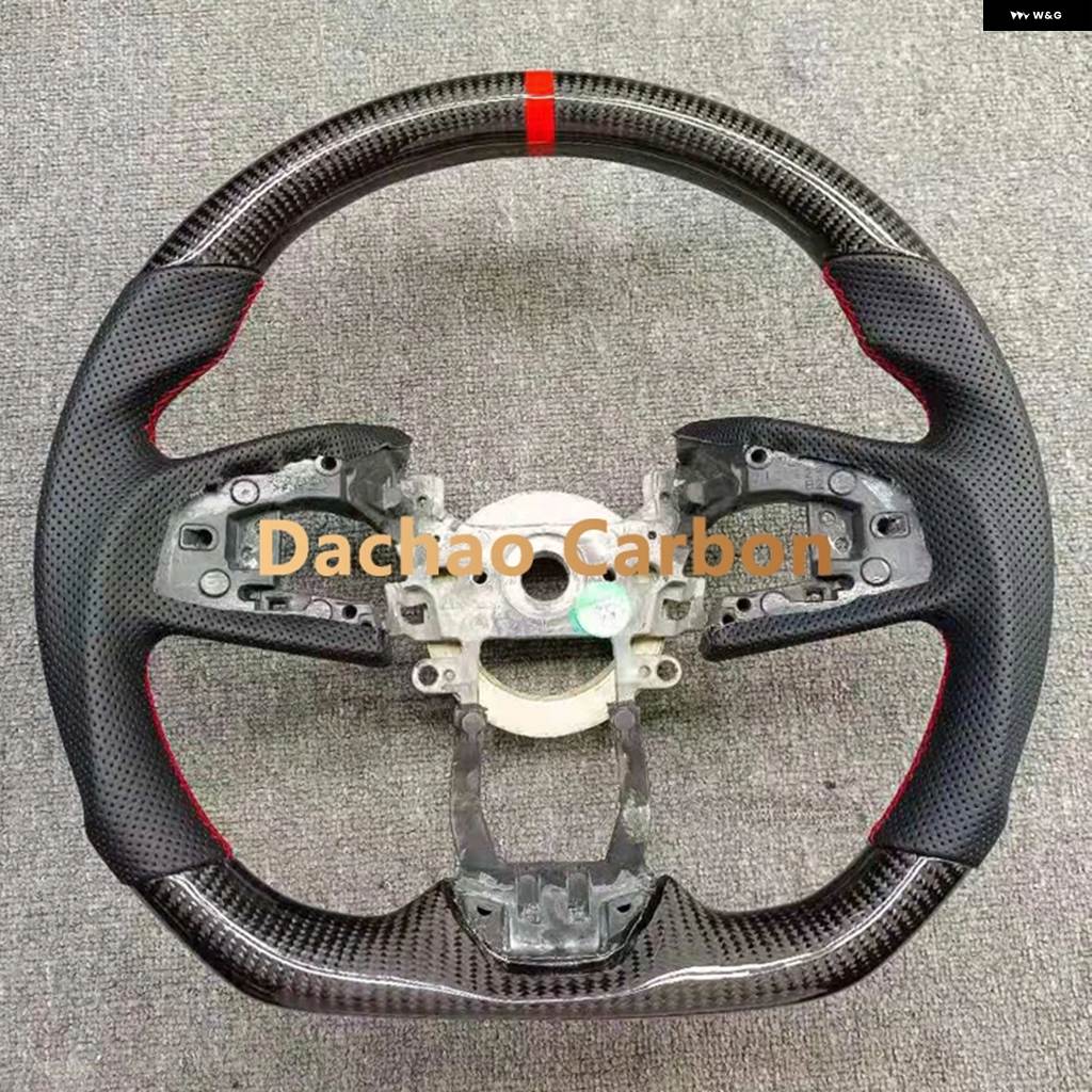 並行輸入品 レッドフレーク カーボン ステアリングホイール ホンダ シビック 10代目 タイプR FK8 2016-2021 レザー スタイルの画像