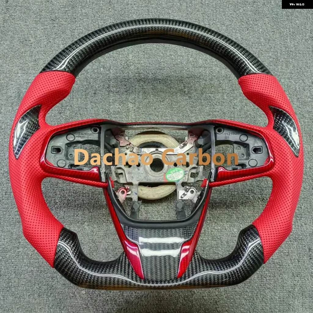 並行輸入品 レッドフレーク カーボン ステアリングホイール ホンダ シビック 10代目 タイプR FK8 2016-2021 レザー スタイルの画像