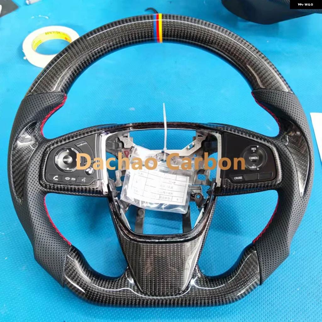 並行輸入品 レッドフレーク カーボン ステアリングホイール ホンダ シビック 10代目 タイプR FK8 2016-2021 レザー スタイルの画像