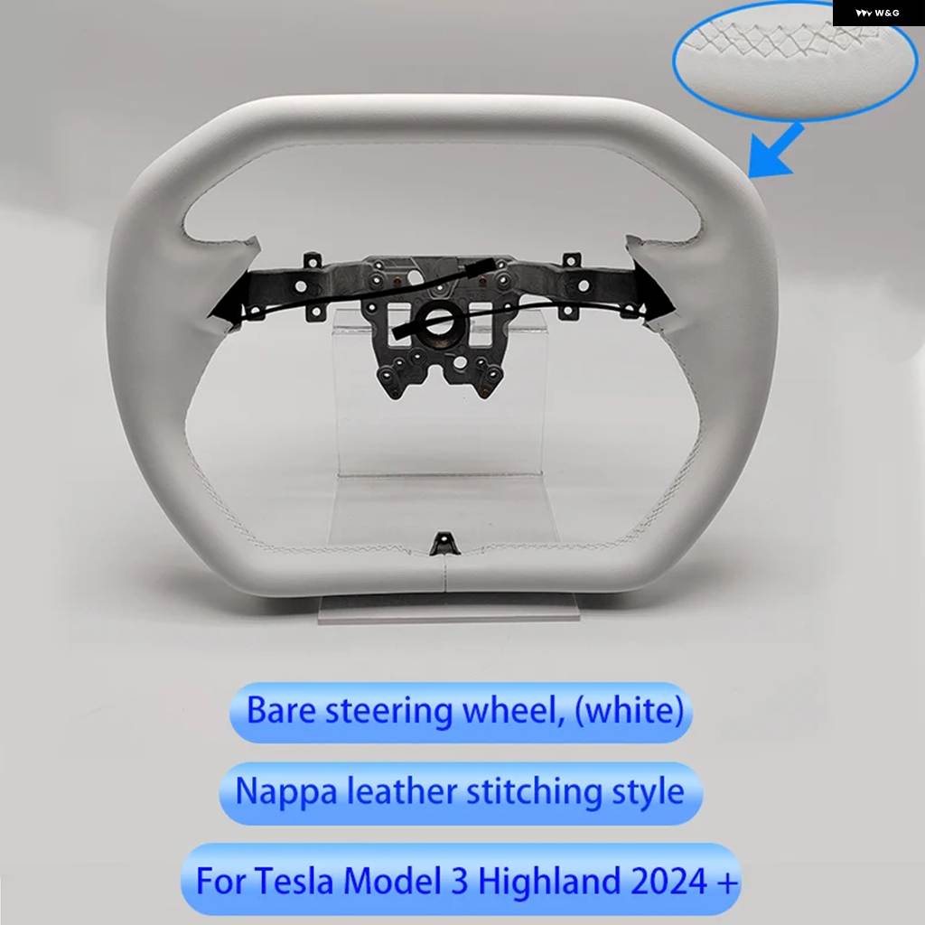 並行輸入品 377MM サイバー トラック スタイル ヨーク ステアリングホイール テスラ モデルY ジュニパー 2025 ヒートナッパレザー ヨークハの画像