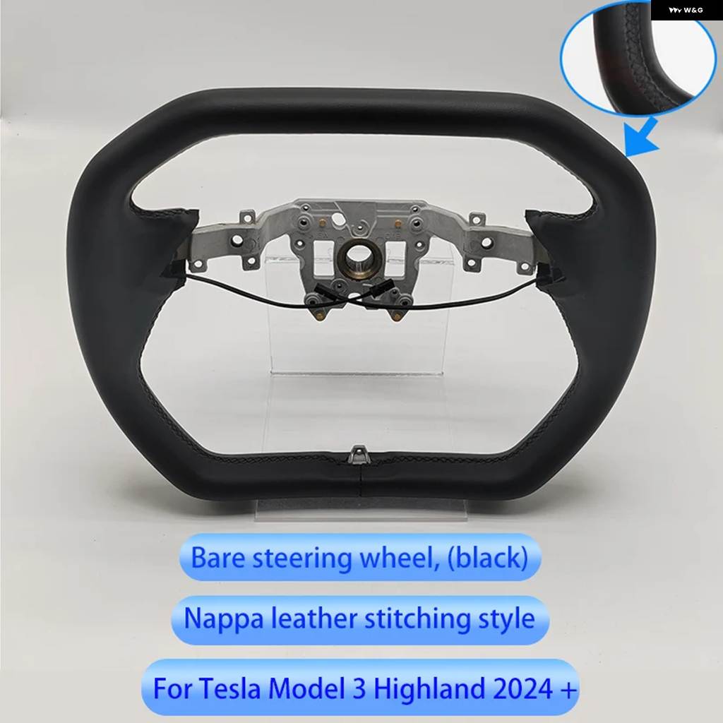 並行輸入品 377MM サイバー トラック スタイル ヨーク ステアリングホイール テスラ モデルY ジュニパー 2025 ヒートナッパレザー ヨークハの画像