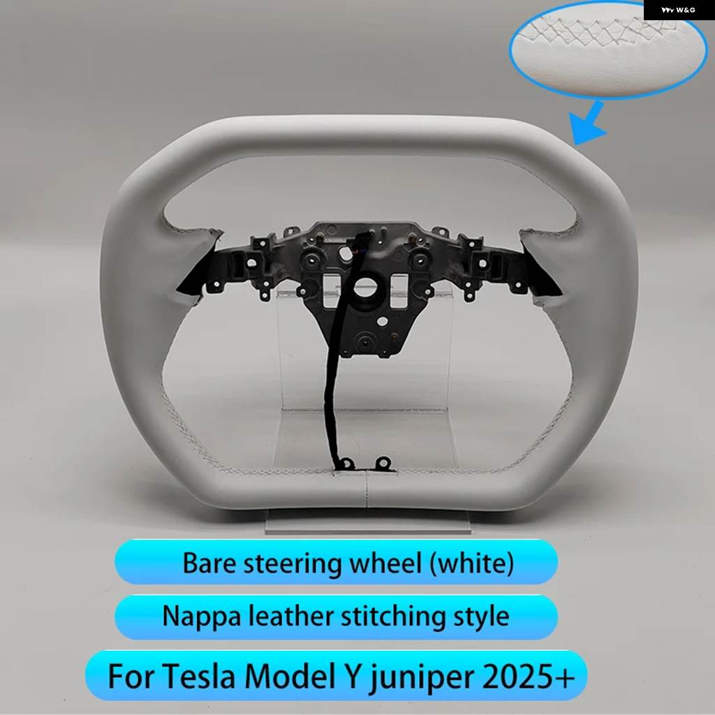 並行輸入品 377MM サイバー トラック スタイル ヨーク ステアリングホイール テスラ モデルY ジュニパー 2025 ヒートナッパレザー ヨークハの画像