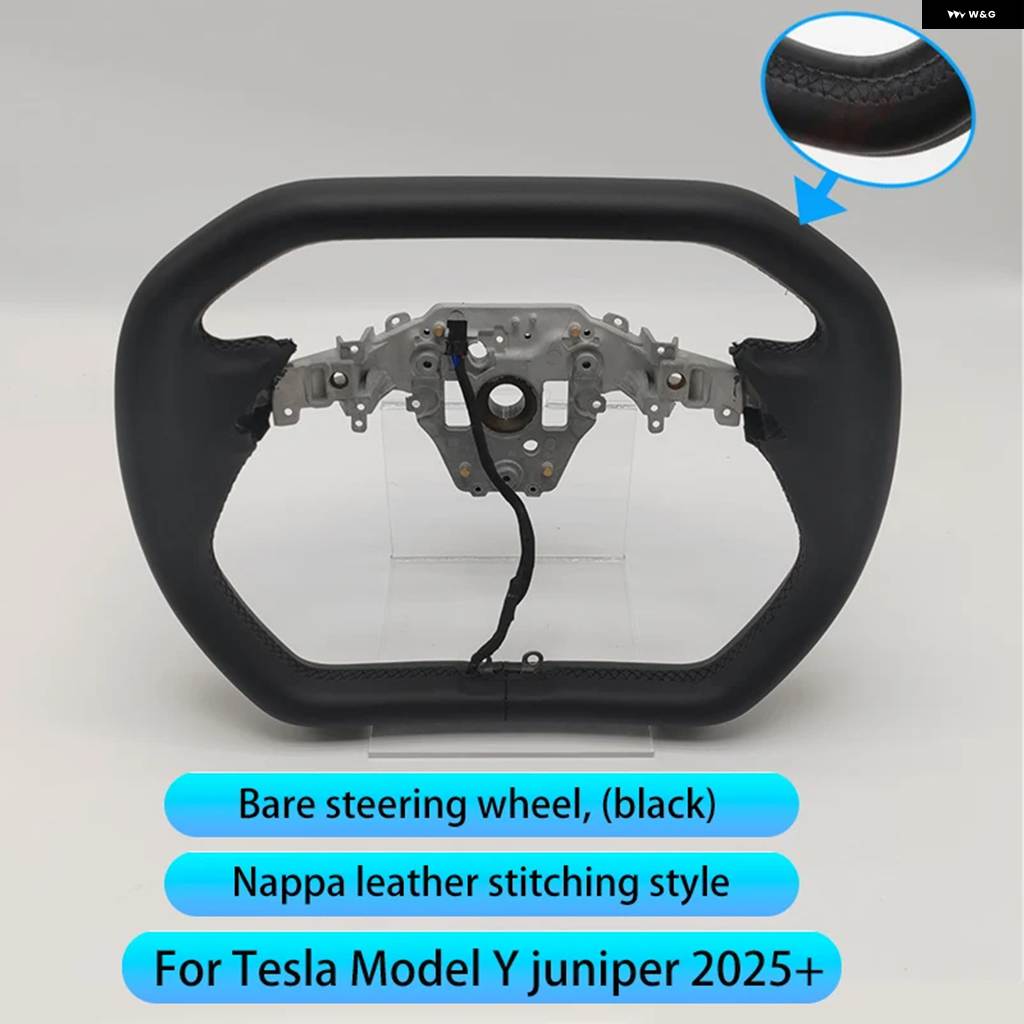 並行輸入品 377MM サイバー トラック スタイル ヨーク ステアリングホイール テスラ モデルY ジュニパー 2025 ヒートナッパレザー ヨークハの画像