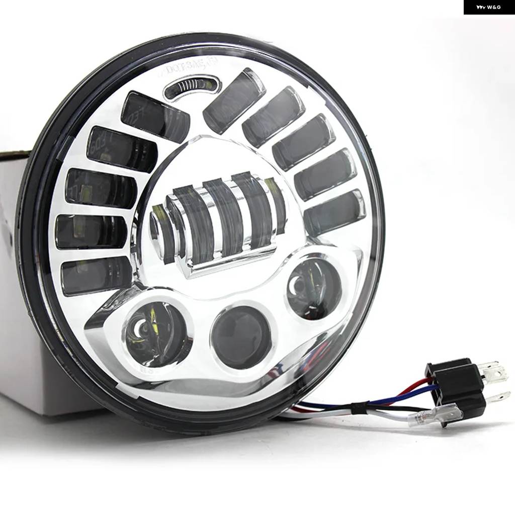 並行輸入品 7インチ LED ヘッドライト DRL 12V DOT/ECE LED ハイ/ロービーム アダプティブ ヘッドライト オートバイの画像