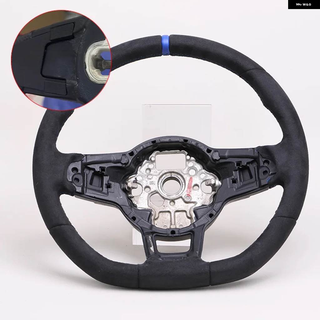 並行輸入品 ブルーステッチとアルカンターラをデザイン ステアリングホイール ゴルフ 7用 ステアリングホイール GTIの画像