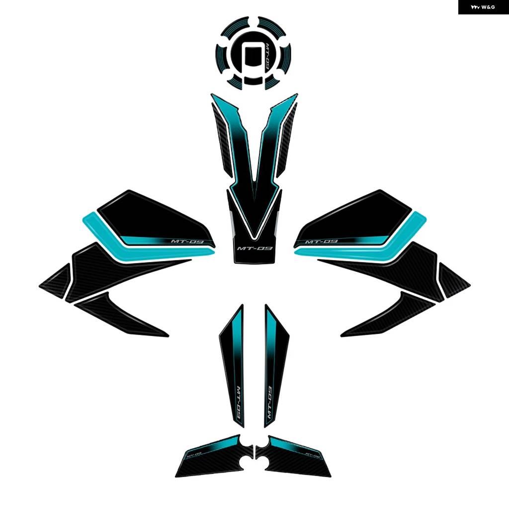 並行輸入品 MT-09 2024年式用 バイク 防水 ステッカー サイド パッド ステッカー キット 3D樹脂 ステッカーの画像