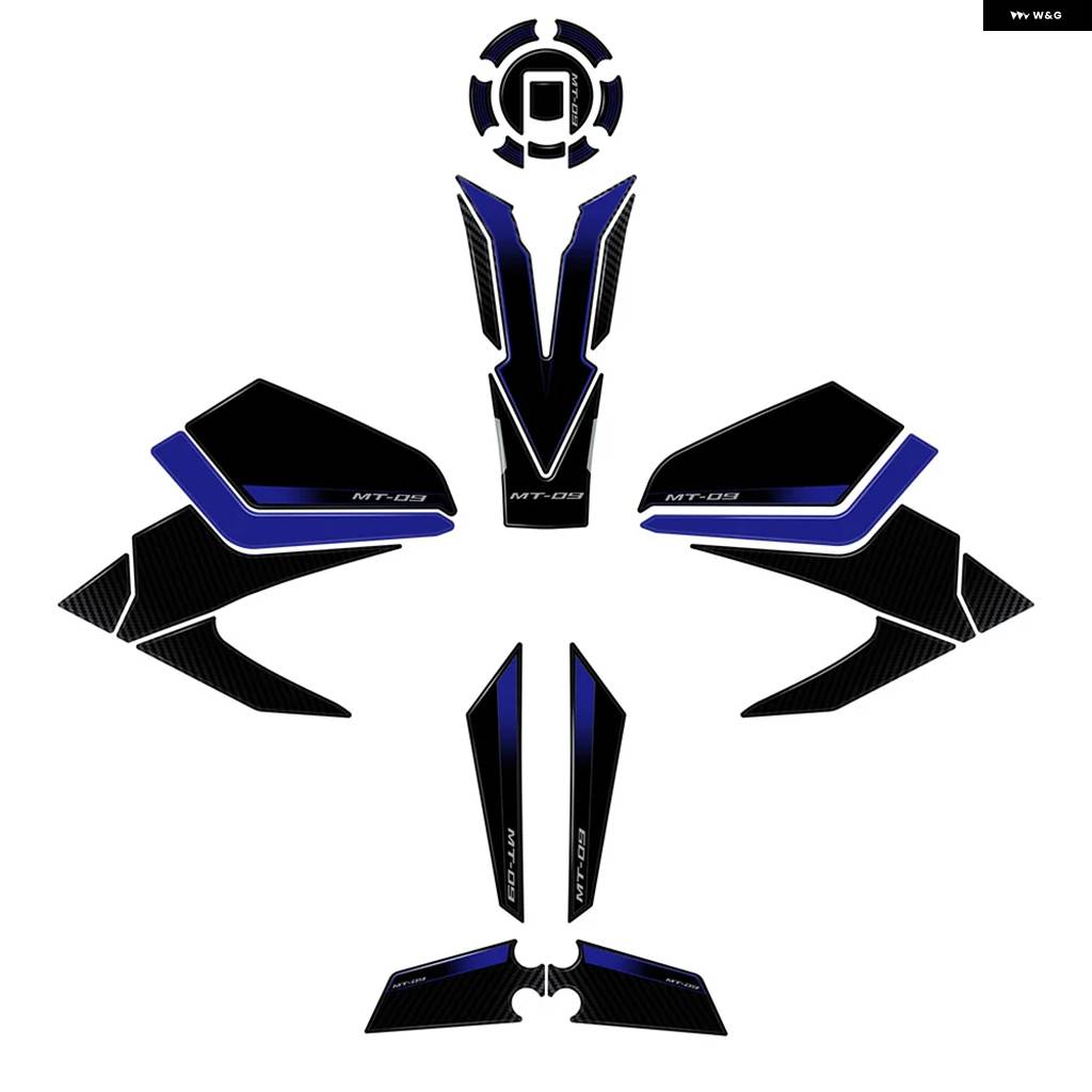 並行輸入品 MT-09 2024年式用 バイク 防水 ステッカー サイド パッド ステッカー キット 3D樹脂 ステッカーの画像