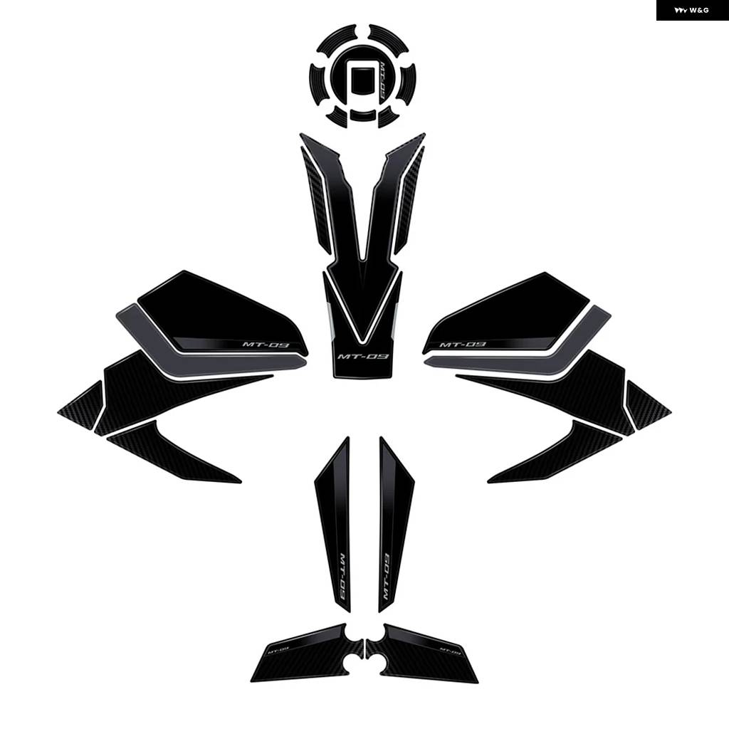 並行輸入品 MT-09 2024年式用 バイク 防水 ステッカー サイド パッド ステッカー キット 3D樹脂 ステッカーの画像