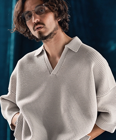 【ANGENEHM(アンゲネーム)】Skipper design airy yarn & mesh knitted polo shirt ニットポロシャツ(AG04-009scf)_1
