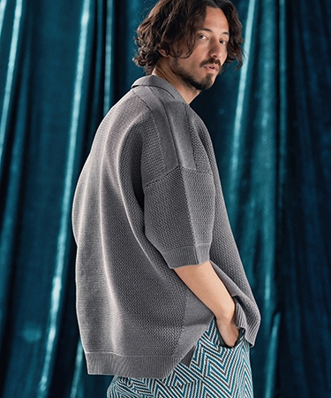 【ANGENEHM(アンゲネーム)】Skipper design airy yarn & mesh knitted polo shirt ニットポロシャツ(AG04-009scf)_3