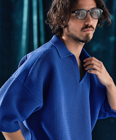 【ANGENEHM(アンゲネーム)】Skipper design airy yarn & mesh knitted polo shirt ニットポロシャツ(AG04-009scf)_4