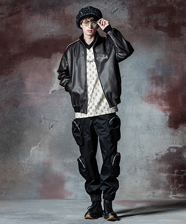 glamb（グラム） 【】Synth Leather Track Jacket シンセレザー