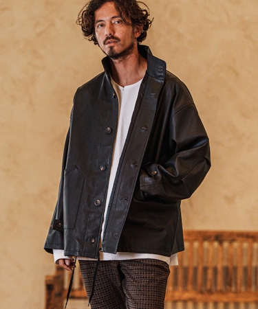 CAMBIO（カンビオ） 【】Synthetic Leather Military Stand Collar