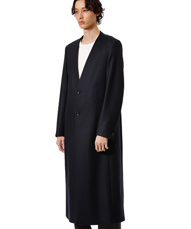 【ATTACHMENT(アタッチメント)】2-90 DOUBLE MELTON COLLARLESS MAXI COAT カラーレスチェスターコート(AC52-027)の画像