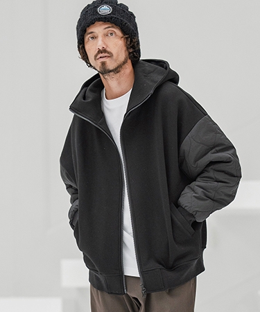 CAMBIO（カンビオ） 【】Quilted Sleeve Combination Hooded Jacket