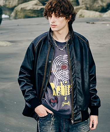 【glamb(グラム)】Leather Bomber Jacket レザーボマージャケット(GB0425-JKT04)の画像