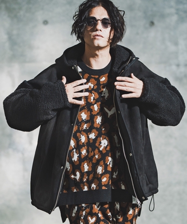 GLIMCLAP 【GLIMCLAP(グリムクラップ)】Boa & Mouton Panel Hoodie