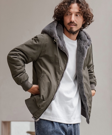 CAMBIO（カンビオ） 【】ファー×ナイロンリバーシブルブルゾン