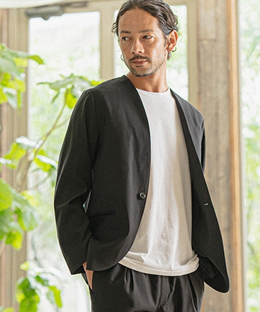 CANBIO カンビオ　ニットジャケット　新品 CAMBIO 【CAMBIO(カンビオ)】ストレッチノーカラージャケット