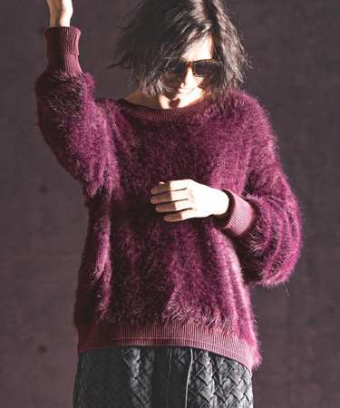 【GLIMCLAP(グリムクラップ)】Feather yarn pullover フェザーニット(17-178-gla-ce)