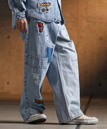 GLIMCLAP 【GLIMCLAP(グリムクラップ)】Distressed denim pants デニム