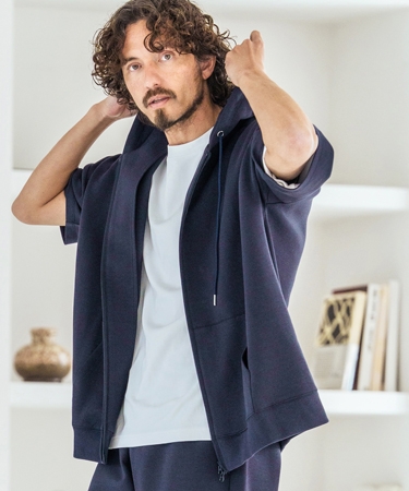 Magine（マージン） 【】Double Knit Short Sleeve Parka 半袖パーカー