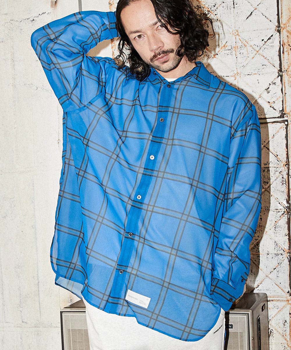 ms5411-brushed check looose shirt シャツ-